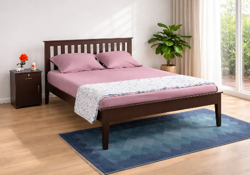 Solid Wood Double Bed and Mattress 6" Combo